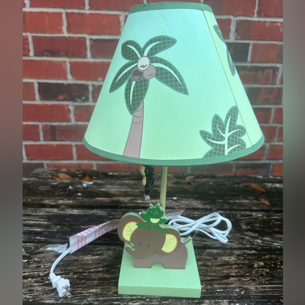 NWOB NOJO Jungle Baby’s LAMP with Shade Elephant Frog Monkey Child Nursery